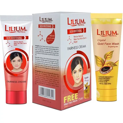 Lilium 7in1 Formula Skin Whitening Fairness Cream 50ml with Gold Face Wash Free 60ml