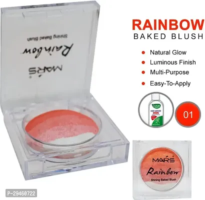 Mars Rainbow Shining Baked Blush, (Kf8274-01), 22G With Lilium Hand Cleanser (Dolce Pink)