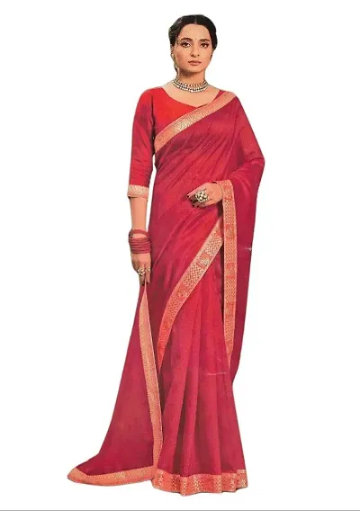 Vichitra Silk Lace Border Sarees with Blouse piece