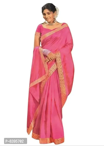 Vichitra Silk Designer Saree With Blouse Piece (Pink)-thumb0