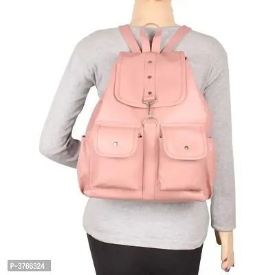 Attractive PU Backpack For Women (Pink)-thumb0