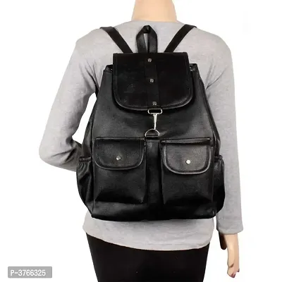 Attractive PU Backpack For Women (Black)-thumb0