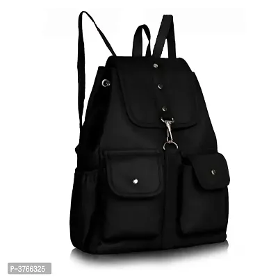 Attractive PU Backpack For Women (Black)-thumb2