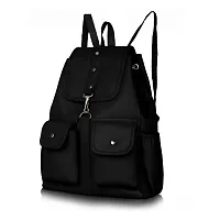 Attractive PU Backpack For Women (Black)-thumb2