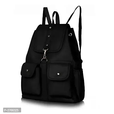 Attractive PU Backpack For Women (Black)-thumb3