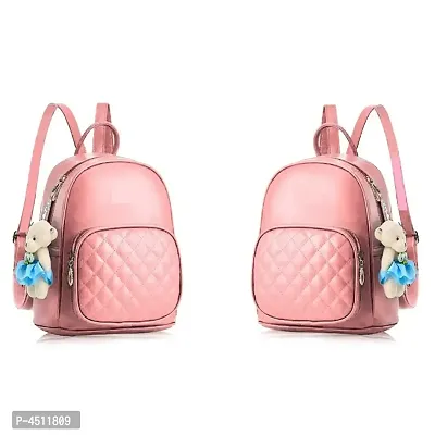 Stylish Collage Backpack For Girls (Pink) Combo Pack Of 2-thumb0