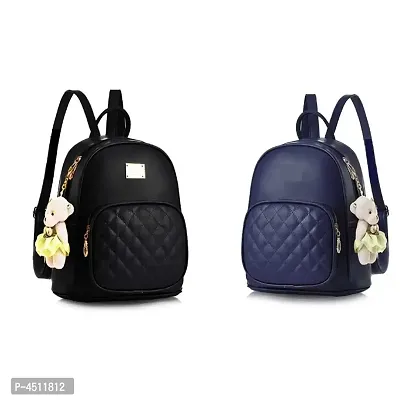 Stylish Collage Backpack For Girls (Black  Blue) Combo Pack Of 2