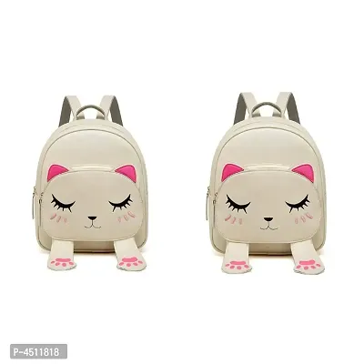 Stylish Collage Backpack For Girls (Cream) Combo Pack Of 2