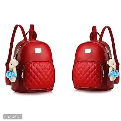 Stylish Collage Backpack For Girls (Red) Combo Pack Of 2-thumb0