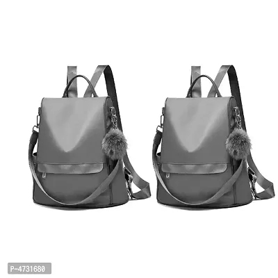 Stylish Collage Backpack For Girls (GREY) Combo Pack Of 2