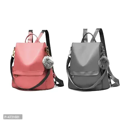 Stylish Collage Backpack For Girls (PINK) Combo Pack Of 2-thumb0