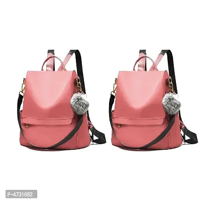 Stylish Collage Backpack For Girls (PINK) Combo Pack Of 2