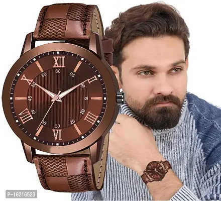 Leather Analog Brown Mirical Watch-thumb0
