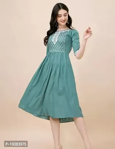 Stylish Straight Green Rayon Kurti For Women-thumb0