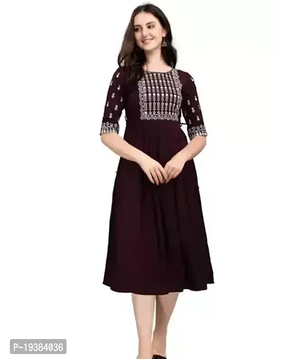 Stylish Straight Brown Rayon Kurti For Women-thumb0