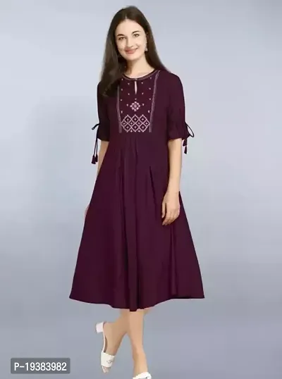 Stylish Straight Brown Rayon Kurti For Women-thumb0