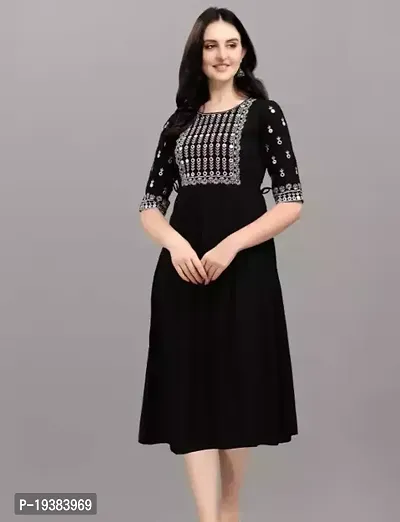 Stylish Straight Black Rayon Kurti For Women