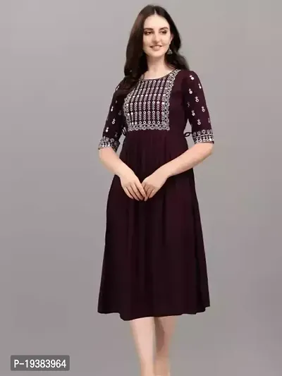 Stylish Straight Brown Rayon Kurti For Women