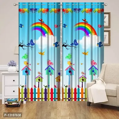 Prozone 3D Digital Printed Heavy Knitting Polyester Curtains,4x5 Feet,Pack of 2 PCS,Multicolors-thumb0