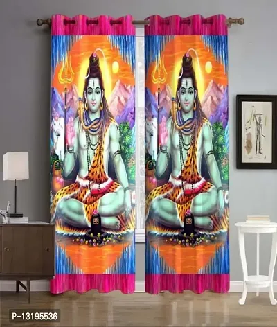 Prozone Polyester Digital God Ganesh Shiv and Parvati Ji Print Curtains for Home,Pooja Room,Temple,Pack of 1 (Design 3, 5x4 feet)