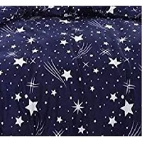 rozone 144TC Cotton Bedsheet for Double Bed with 2 Pillow Cover,Modern All Season Cozy Bedding,Hotel Luxury King Size Bedsheet, 90x100 Inches (King, Star&Blue)-thumb1