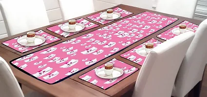 Prozone PVC Dining Table Placemats Set of 7 Piece,Washable,Heat Resistant Table Cover,Place Mats for Table and Fancy Decor for Dinner Table and Kitchen Mat (Design 3)-thumb1