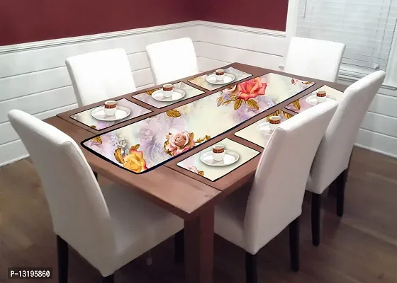 Prozone PVC Dining Table Placemats Set of 7 Piece,Washable,Heat Resistant Table Cover,Place Mats for Table and Fancy Decor for Dinner Table and Kitchen Mat (Design 1)-thumb0