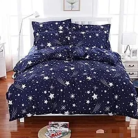 rozone 144TC Cotton Bedsheet for Double Bed with 2 Pillow Cover,Modern All Season Cozy Bedding,Hotel Luxury King Size Bedsheet, 90x100 Inches (King, Star&Blue)-thumb2