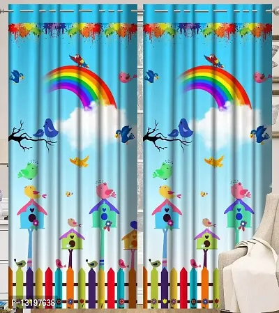 Prozone 3D Digital Printed Heavy Knitting Polyester Curtains,4x5 Feet,Pack of 2 PCS,Multicolors-thumb2