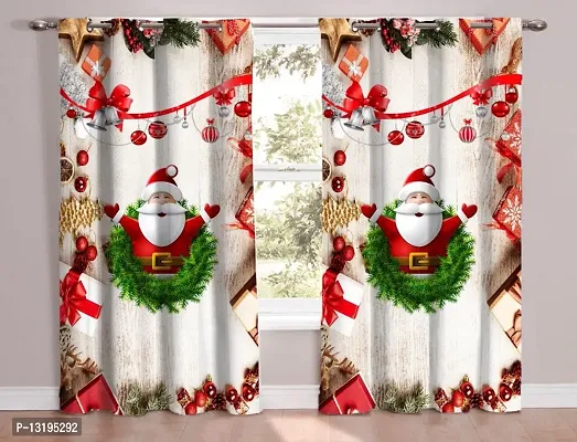 Prozone Polyester Digital Floral Printed Merry Christmas Santa Curtains for Kids Room,Bedroom,Living Room,Pack of 1 Pcs-thumb0