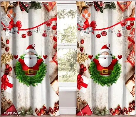 Prozone Polyester Digital Floral Printed Merry Christmas Santa Curtains for Kids Room,Bedroom,Living Room,Pack of 1 Pcs-thumb2