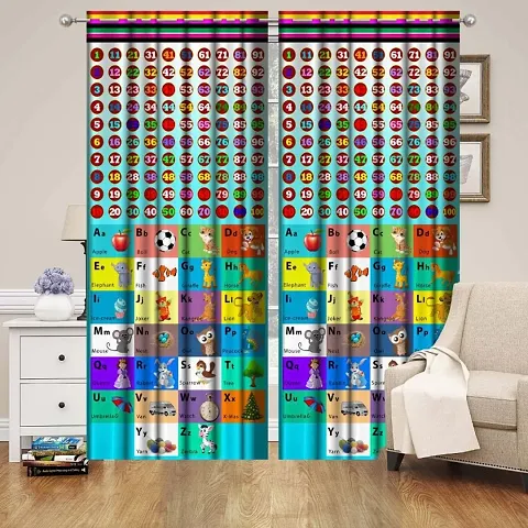 Harshika Home Furnishing Polyester 3D Kids Room Use Printed 4 x 9 Feet Long Door Curtains Set of 2 Pecs,Multicolour