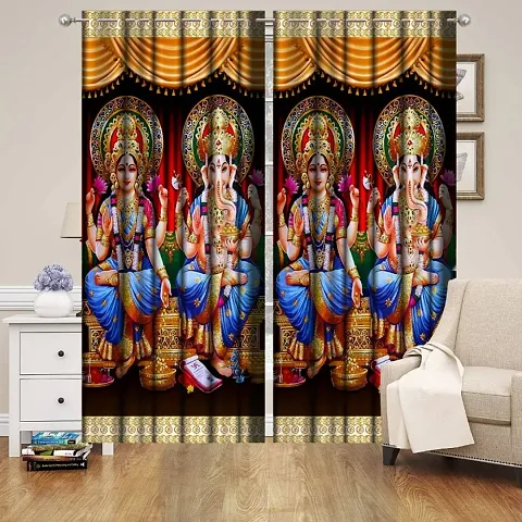 Set of 2- Polyester Digital Printed Door Curtains