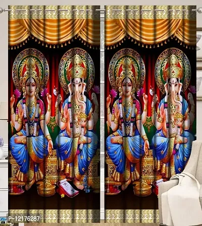 Polyester 3D Digital God Ganesh Ji Printed Curtain,7x4 feet,1PCS-thumb2