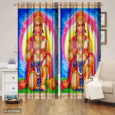 Polyester Digital God Hanuman Ji Print Curtains,5x4 feet,1PCS-thumb0