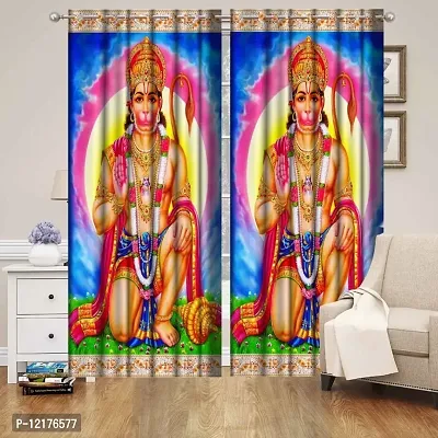 Polyester Digital God Hanuman Ji Print Curtains,7x4 Inches,1PCS