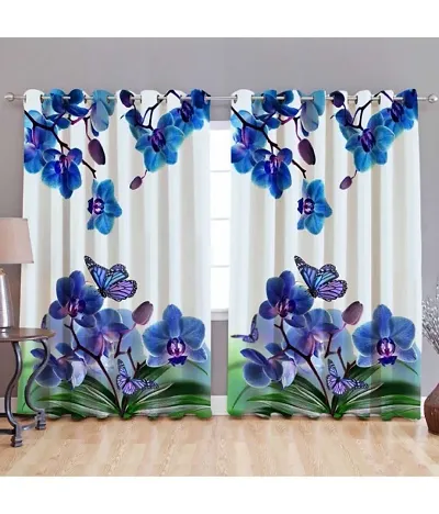 New panipat textile zone 152.4 cm (5 ft) Polyester Digital Printed Window Curtain (Pack of 2)
