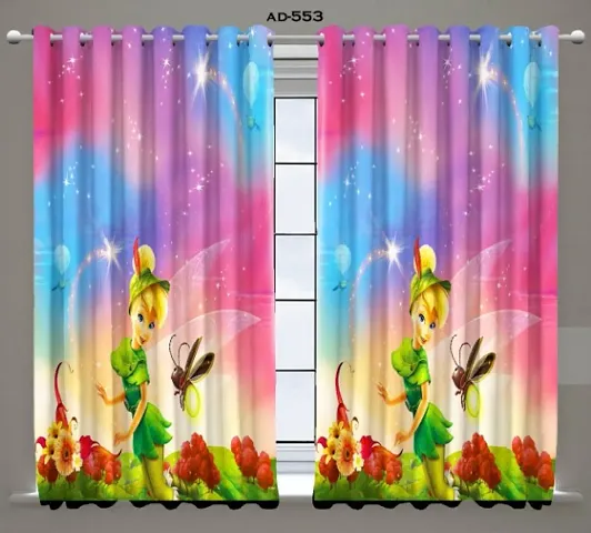 Harshika Home Furnishing Polyester 3D Barbie Printed 9ft Long Door Curtains Set of 2 Pecs Multicolour