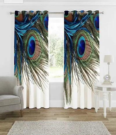 Mohit Textile Latest 3D Digital Printed Long Crush Polyster Curtain for Window and Door/Pack of 2