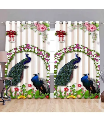 New panipat textile zone Polyester Long Door Curtain 274.32 cm (9 ft) Pack of 2 (Floral, Printed Multicolor)