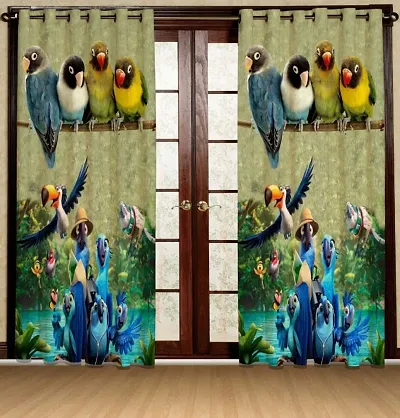 Harshika Home Furnishing Digital Printed Door 3D Printed 4 x 7 feet Curtains for The Bedroom/Living Room (Set of 2 Piecs), Multicolour