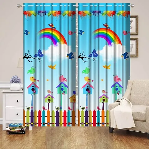 Vervique Heavy Long Crush 3D Digital Printed Rainbow Curtains.