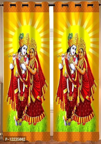 Polyester Knitting 3D Digital God Radha Krishna Printed Premium Curtains for Home,Living Room,Pooja Room,Temple,Pack of 1Pcs,5x4 feet-thumb2