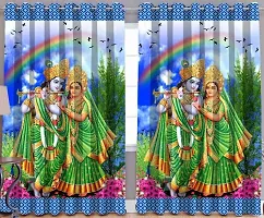 Polyester Knitting 3D Digital God Radha Krishna Printed Premium Curtains for Home,Living Room,Pooja Room,Temple,Pack of 1Pcs,7x4 feet-thumb1