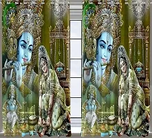 Polyester Knitting 3D Digital God Radha Krishna Printed Premium Curtains for Home,Living Room,Pooja Room,Temple,Pack of 1Pcs,9x4 feet-thumb1