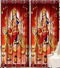 Polyester 3D Digital Beautiful,Maa Sherawali Printed Curtain for Home,Living Room,Dining Room,Pooja Room,Temple,7x4 feet,Pack of 1PCS-thumb1