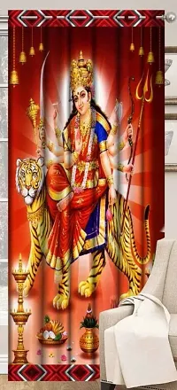 Polyester 3D Digital Beautiful,Maa Sherawali Printed Curtain for Home,Living Room,Dining Room,Pooja Room,Temple,7x4 feet,Pack of 1PCS-thumb2