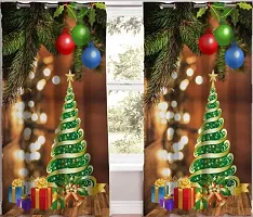 Prozone 5feet Polyester Digital Print Merry Christmas Curtains for Kids Room Decorations, Christmas Window Curtains,Pack of 1PCS,5x4 feet-thumb1