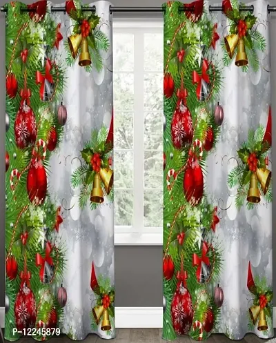 Prozone 5feet Polyester Digital Print Merry Christmas Curtains for Kids Room Decorations, Christmas Window Curtains,Pack of 1PCS,5x4 feet-thumb2