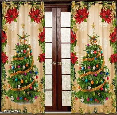 Prozone 7feet Polyester 3D Digital Print Merry Christmas Curtains for Kids Room Decorations, Christmas Door Curtains,Pack of 1PCS,7x4 feet-thumb2